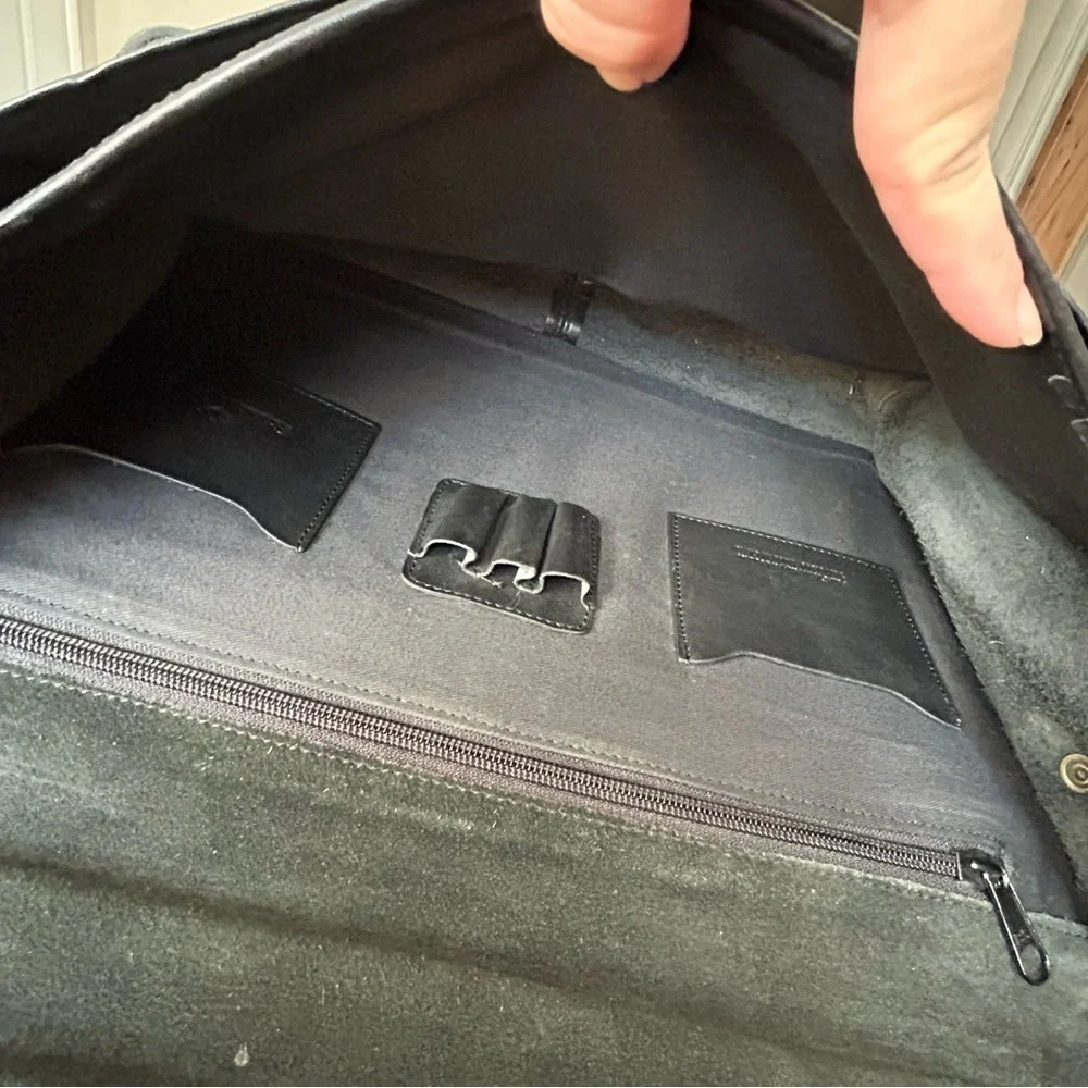 Franklin Covey Black Napa Leather Briefcase Shoulder Bag